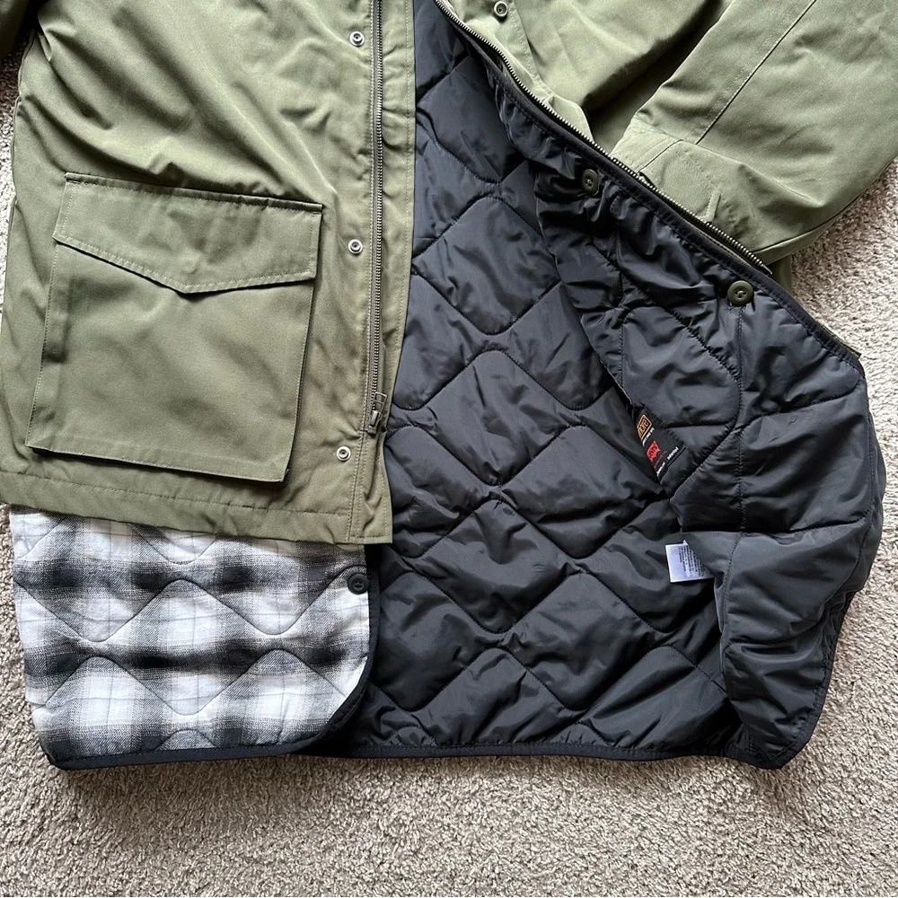 FOLSOM UTILITY JACKET MENS DETACHABLE QUILTED THERMORE INSULATED HOODED WHITE - Picture 6 of 11
